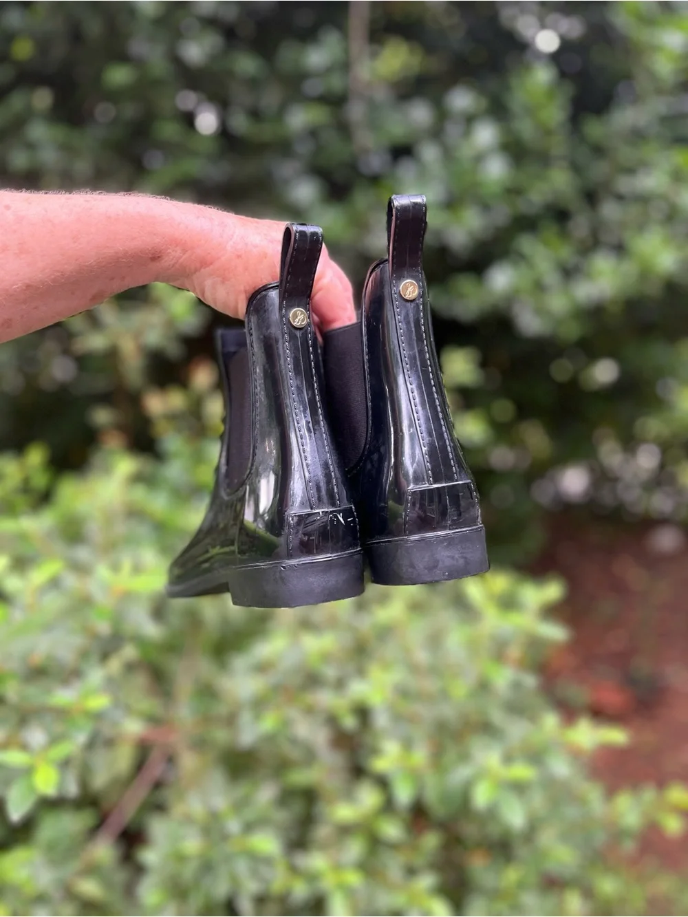 Sam Edelman Black Gloss Chelsea Rain Boots 10